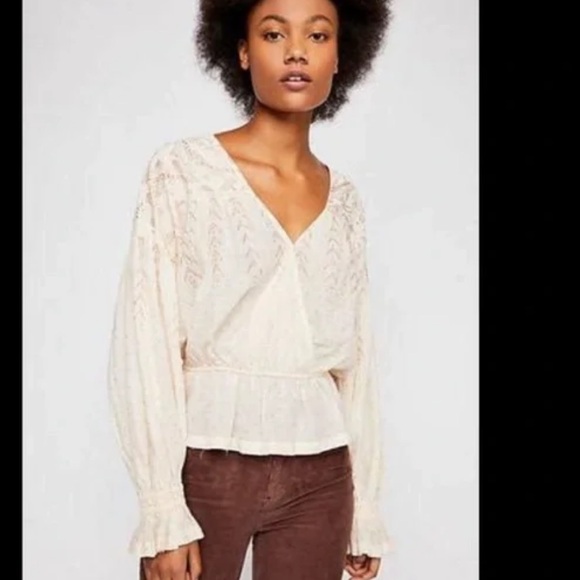 Free People Counting Star Shimmer Peasant Blouse Size Small - Picture 2 of 16